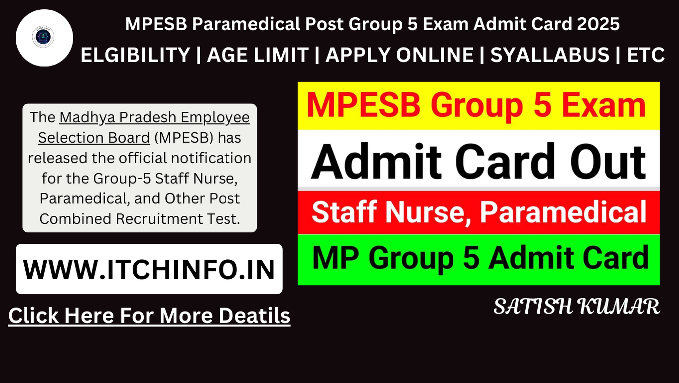 MPESB Paramedical Post Group 5 Exam Admit Card 2025