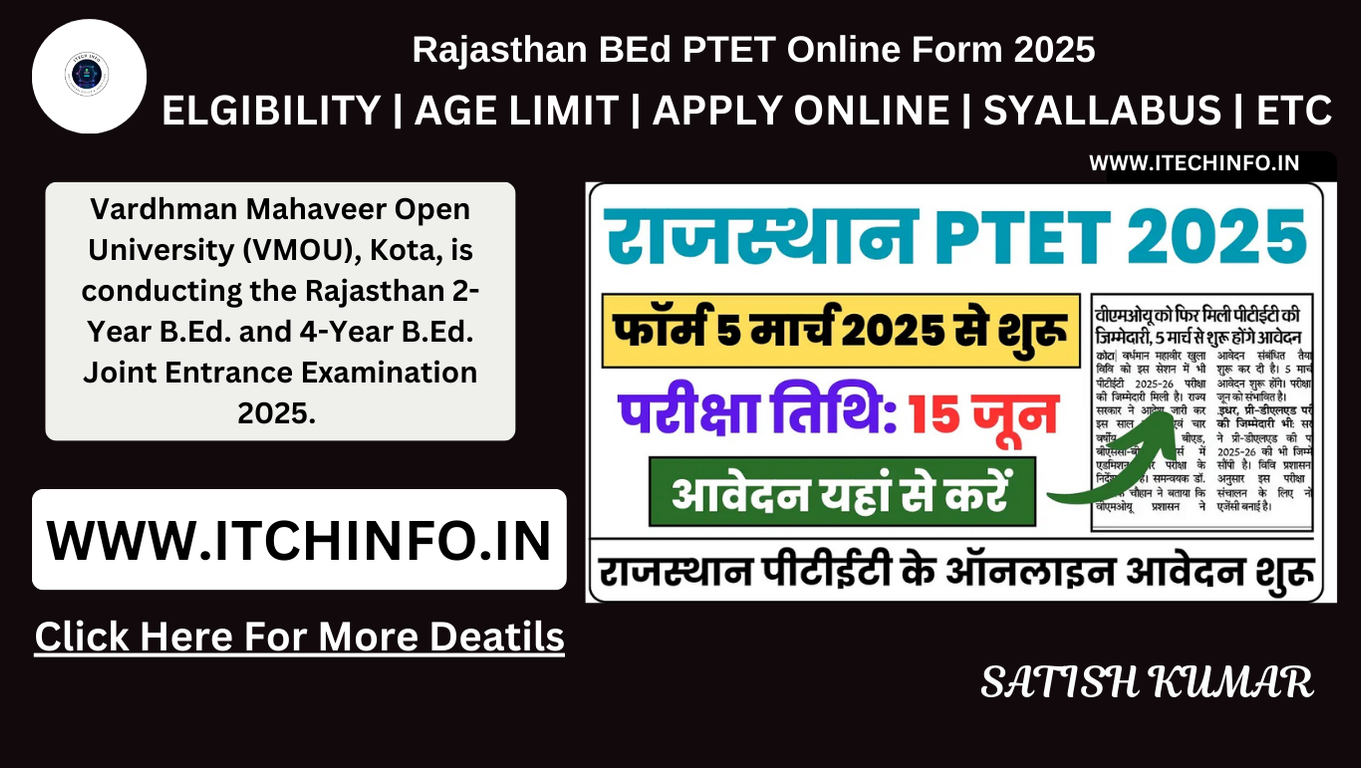 Rajasthan BEd PTET Online Form 2025