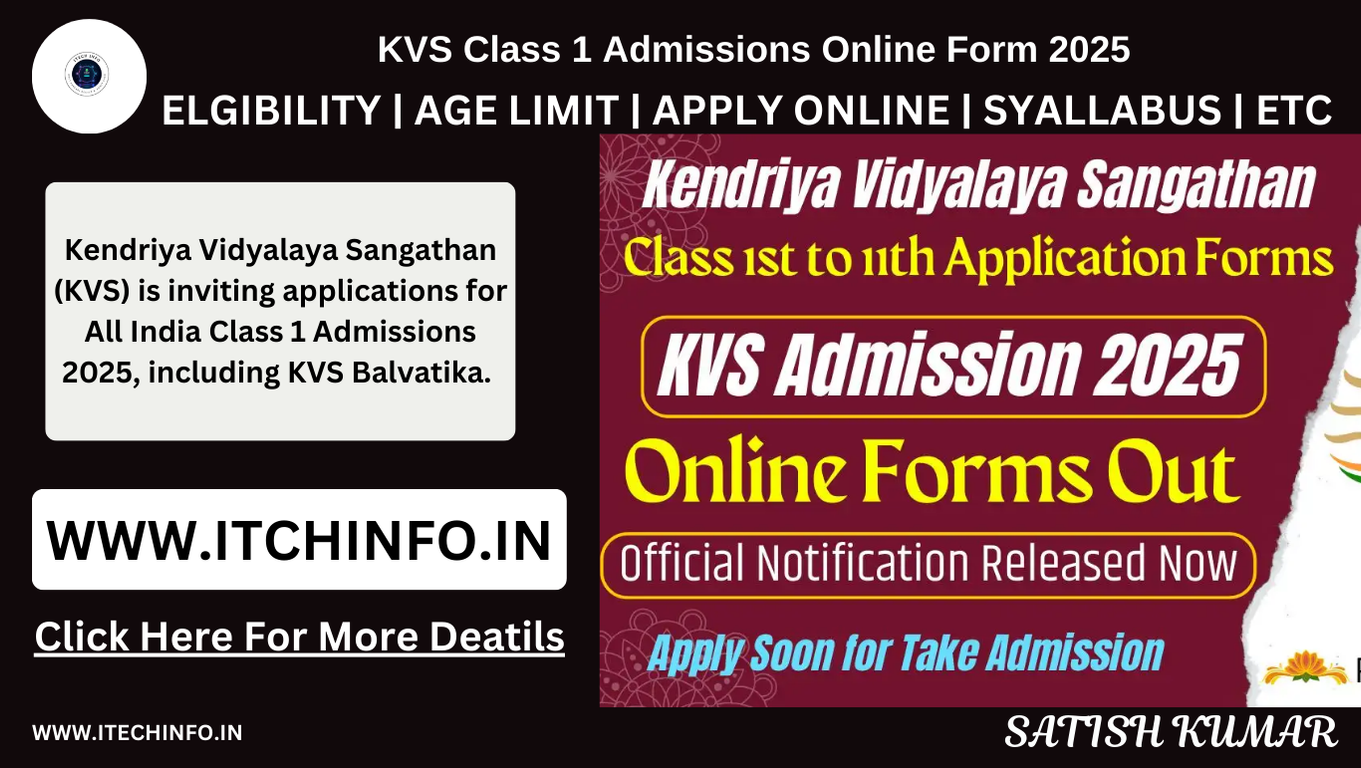 KVS Class 1 Admissions Online Form 2025