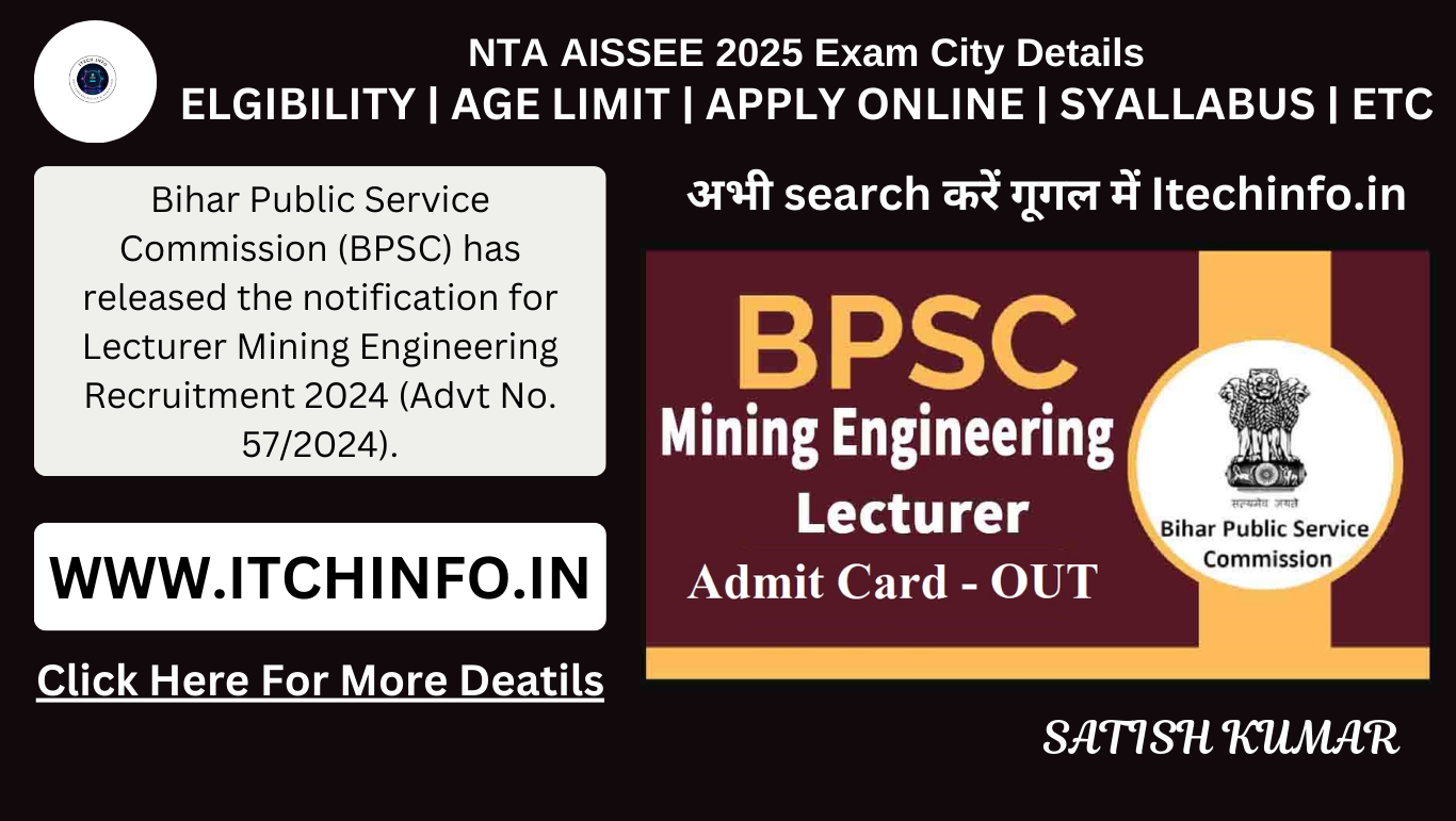 BPSC Lecturer Mining Engineering Admit Card 2025