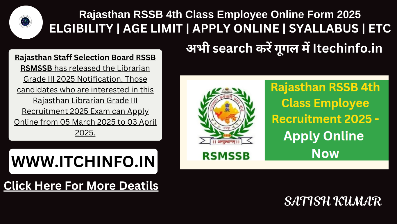 Rajasthan RSSB 4th Class Employee Online Form 2025