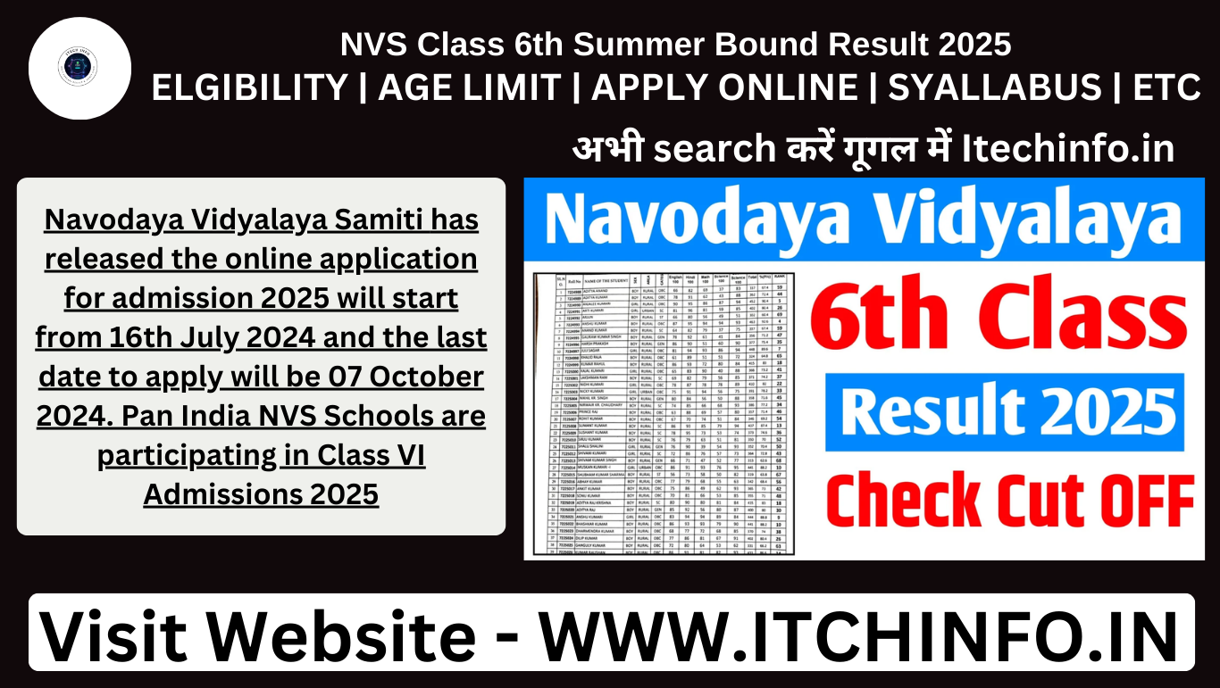 NVS Class 6th Summer Bound Result 2025