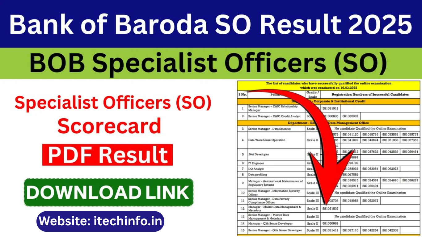 Bank of Baroda SO Result 2025 PDF List OUT Download Link