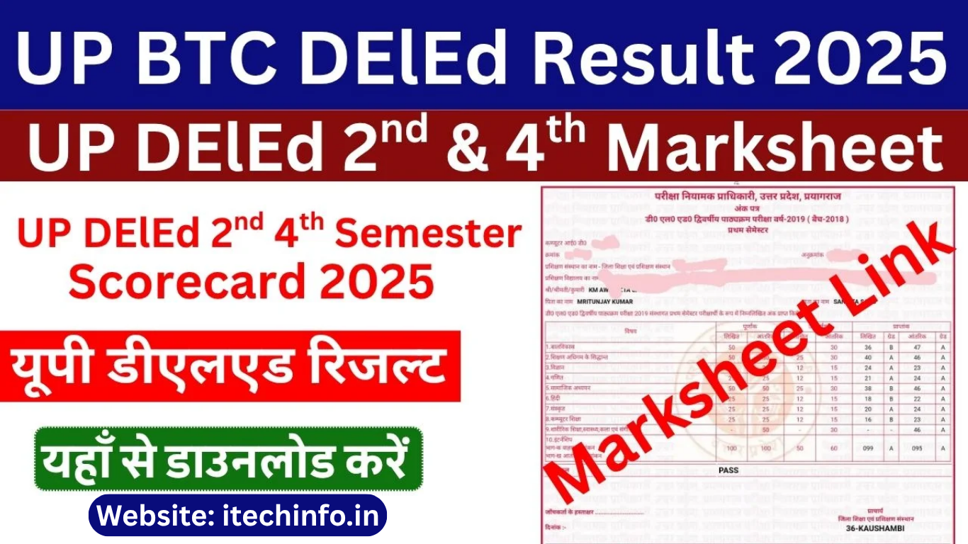 UP DElEd Result 2025 Link, 2nd, 4th Semester Marksheet Download